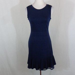 NAVY BLUE LACE HEMLINE DRESS SP